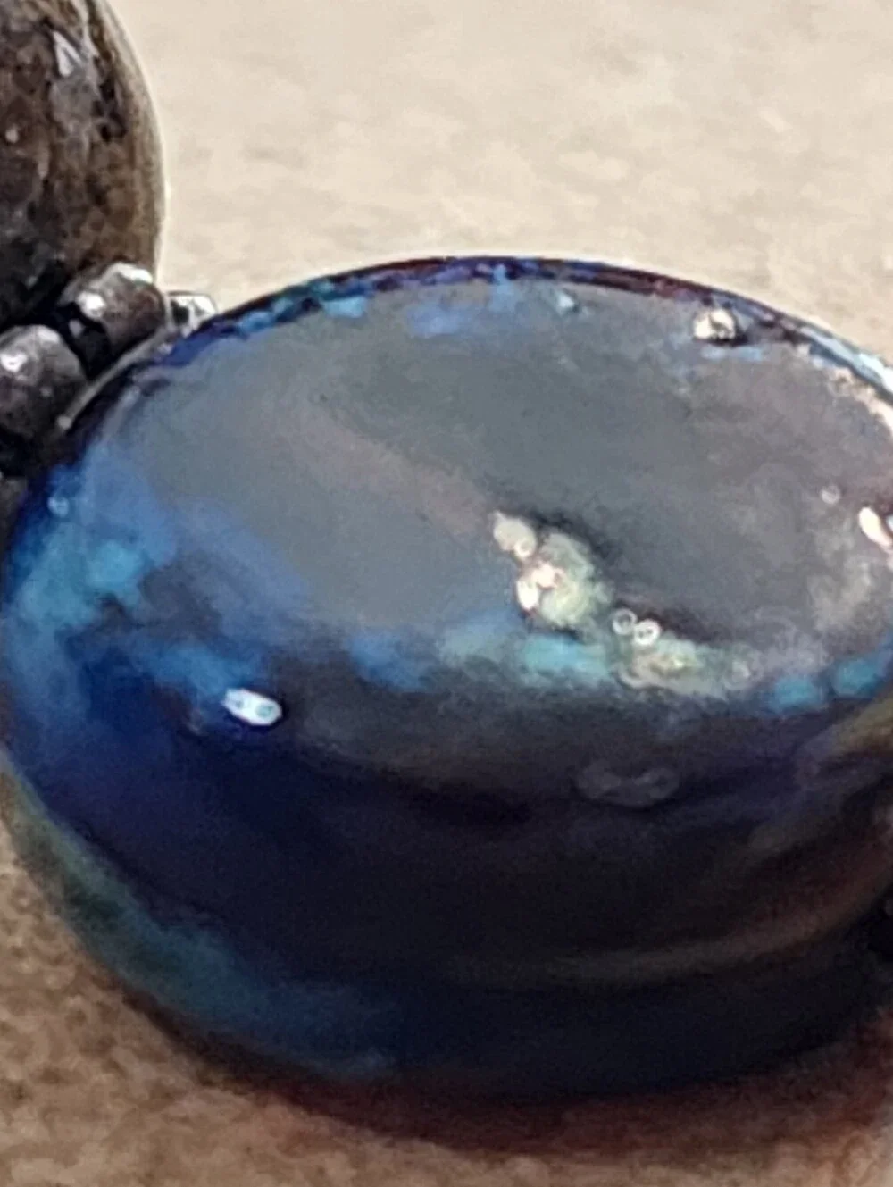 Artisan Handmade Dichroic Glass& Natural Stone Bracelet Sterling Silver 925 6.5